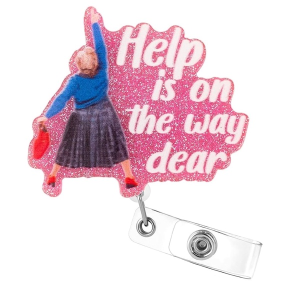 Mrs. Doubtfire “Help Is on The Way Dear” badge reel, badge holder, retractable - Picture 1 of 6
